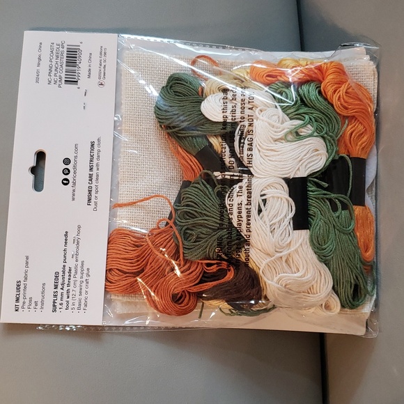 Set of 4 Pumpkin Coasters Punch Needle Kit NEW - Picture 4 of 6